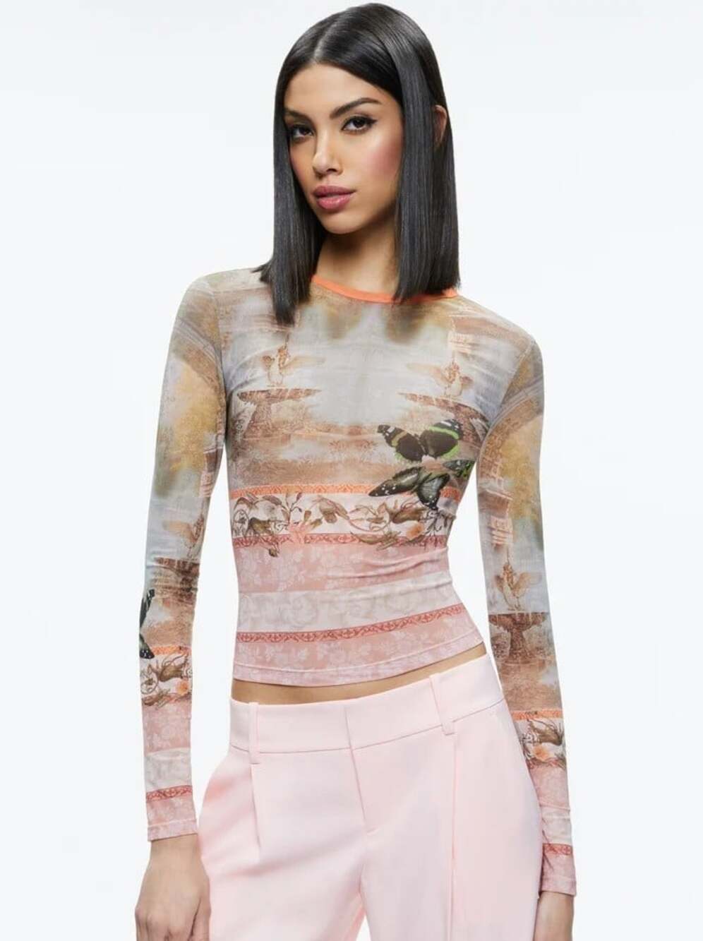 Alice + Olivia Delaina Versailles Mesh Top Small NWT